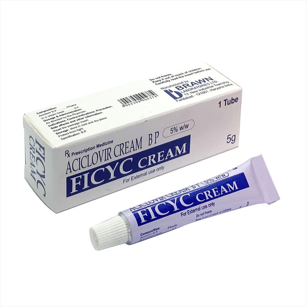 Kem bôi Ficyc Cream Acyclovir 5% Brawn-Ấn
